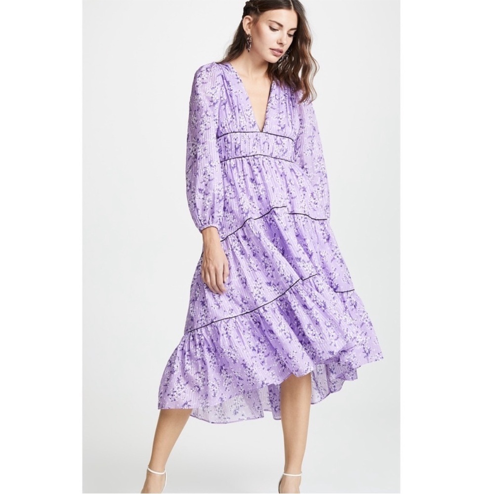 Ulla Johnson Joan Silk Lilac Cotton Floral Midi Dress Size 2 NWOT - Picture 4 of 13